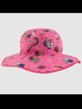 BaBy BanZ Hot Pink Sun Hat with Multicolor Sea Creature Print